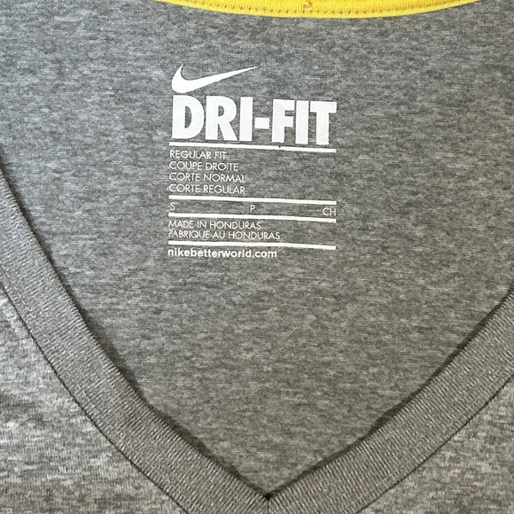 Nike dri fit womens Livestrong v neck shirt Size Small Gray Yellow - Picture 3 of 8